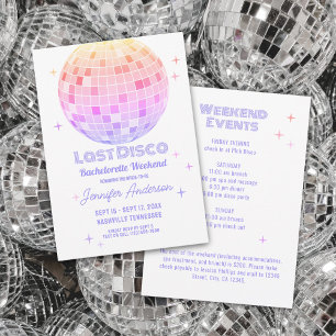 Retro Funky 70s Pink Disco Bachelorette Weekend Invitation