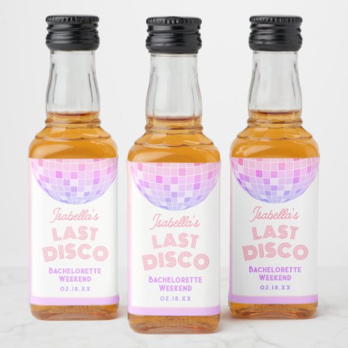 Retro Funky 70s Pink Disco Ball Bachelorette Party Liquor Bottle Label