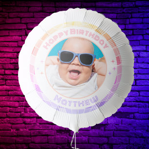 Retro Funky 90s Disco Ball Happy Birthday Photo Balloon
