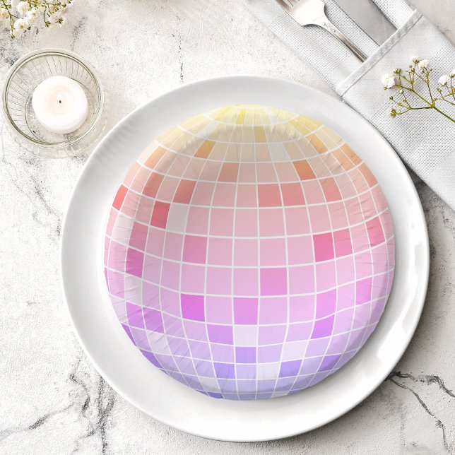 Retro Funky 90s Pink Disco Ball Birthday Party Paper Bowls (Creator Uploaded)