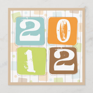 Retro Funky Block New Years Eve Party Invitation