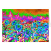 Retro funky Blue Sunflowers (Front Horizontal)