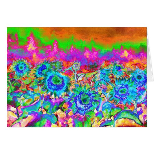 Retro funky Blue Sunflowers (Front Horizontal)