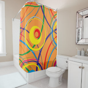 Funky Bathroom Accessories Zazzle Retro Funky Circle Design Shower Curtain