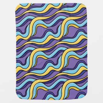 Retro Funky Colorful Waves Midcentury Modern Baby Blanket by borianag at Zazzle
