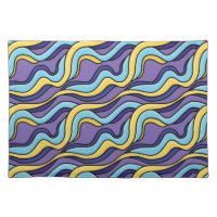 Retro Funky Colorful Waves Midcentury Modern Cloth Placemat