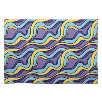 Retro Funky Colorful Waves Midcentury Modern Cloth Placemat by borianag at Zazzle