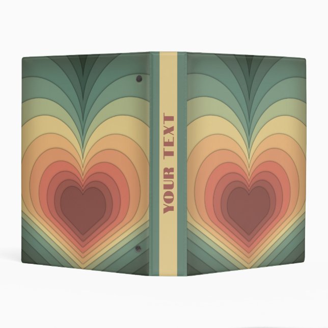 Retro Funky Colourful Heart Mini Binder (Background)
