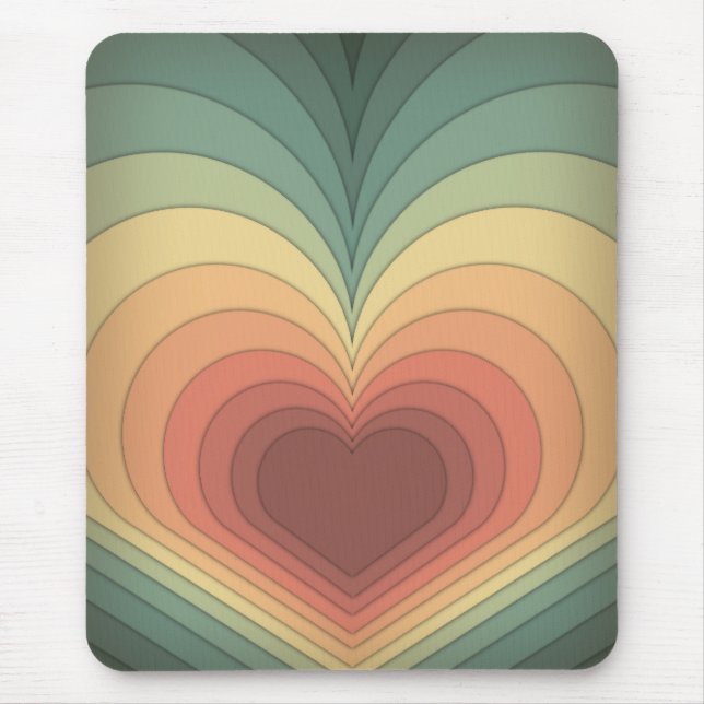Retro Funky Colourful Heart Mousepad (Front)