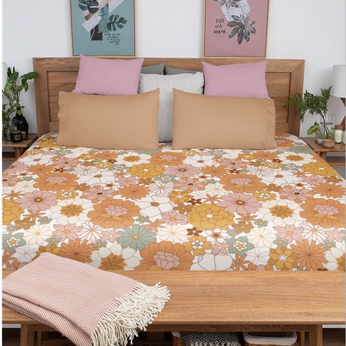 Retro Funky Flowers Fall Autumn Pattern Duvet Cover