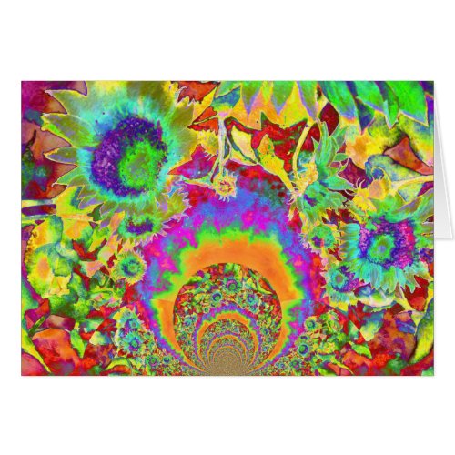 Retro funky fun colorful sunflower painting 