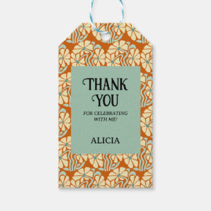 Retro Funky Groovy Boho Botanical Birthday  Gift Tags