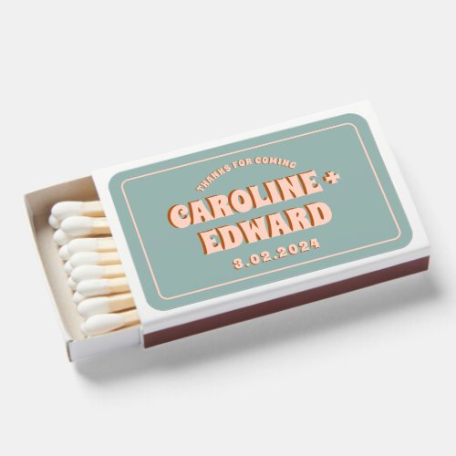 Retro Funky Groovy Colorful Pink Wedding Matchboxes