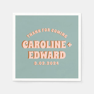 Retro Funky Groovy Colorful Pink Wedding Napkins