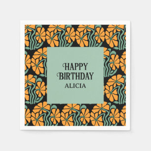 Retro Funky Groovy Daisy Flower Birthday Napkins