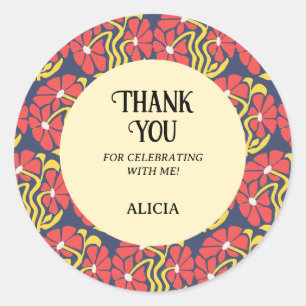 Retro Funky Groovy Trippy Daisy Floral Birthday Classic Round Sticker