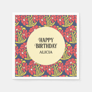 Retro Funky Groovy Trippy Daisy Floral Birthday Napkins