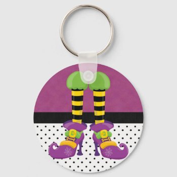 Retro Funky Halloween Witch Shoes Keychain by Home_Sweet_Holiday at Zazzle