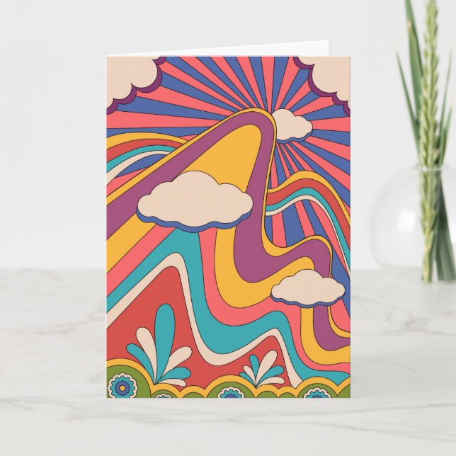 Retro Funky Letterpress Thank You Card (Front)