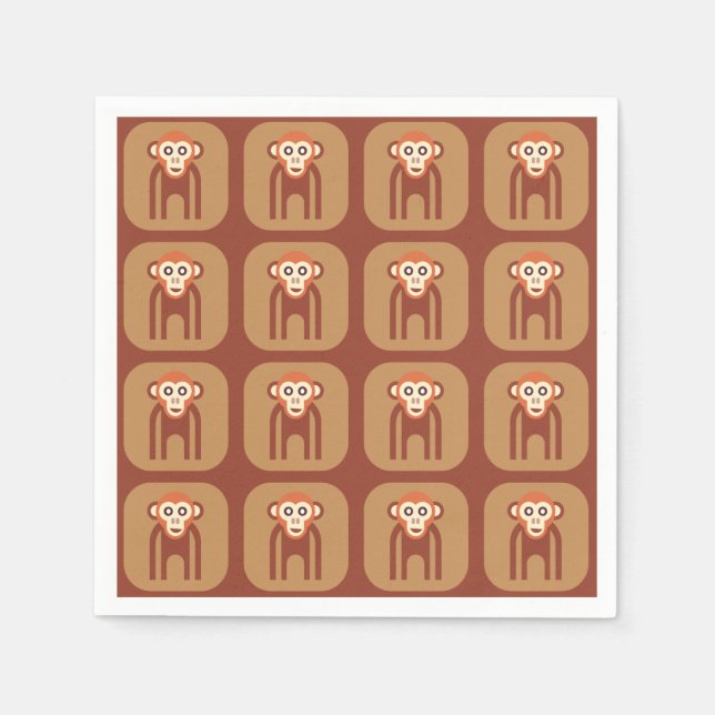 Retro Funky Monkey Abstract Cocktail Napkins (Front)