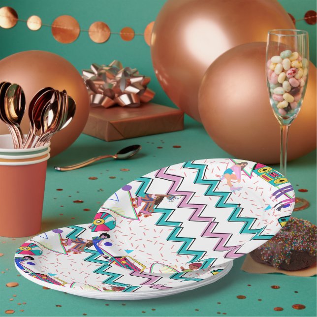 Retro Funky  Paper Plates (Multi)