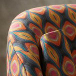 Retro Funky Pink Orange 70s Geometric Ogee Fabric