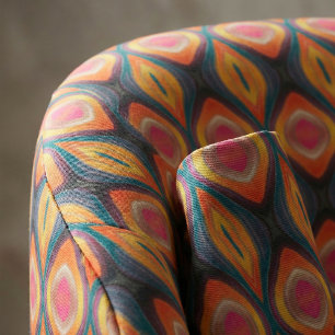 Retro Funky Pink Orange 70s Geometric Ogee Fabric