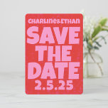 Retro Funky Pink Red Save the Date Qr code<br><div class="desc">Retro Funky Pink Red Save the Date</div>