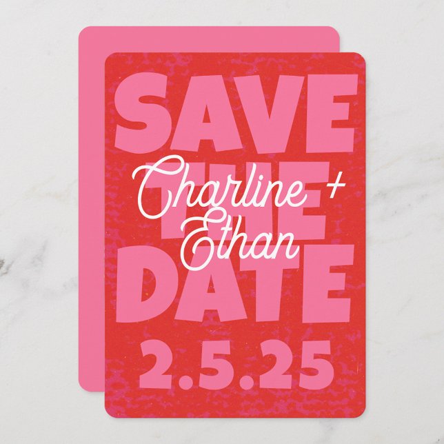 Retro Funky Pink Red Save the Date Qr code (Creator Uploaded)