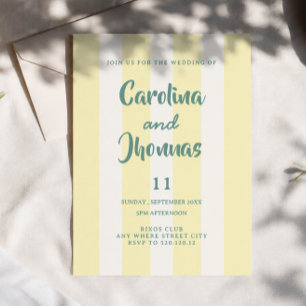 Retro funky script stylish wedding invitation