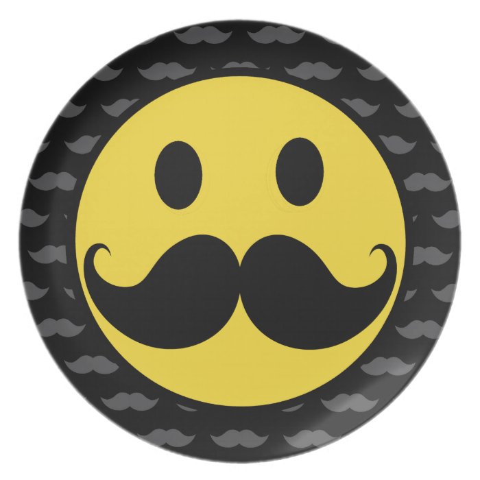 Retro Funky Smiley Mustache Moustache Party Plate