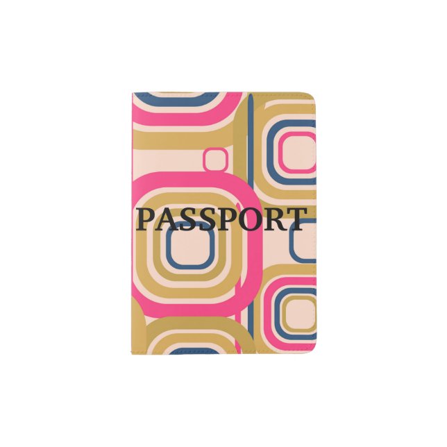 Retro Funky Square Design Passport Holder (Front)