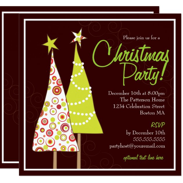 Retro Funky Tree Christmas Party Invitation