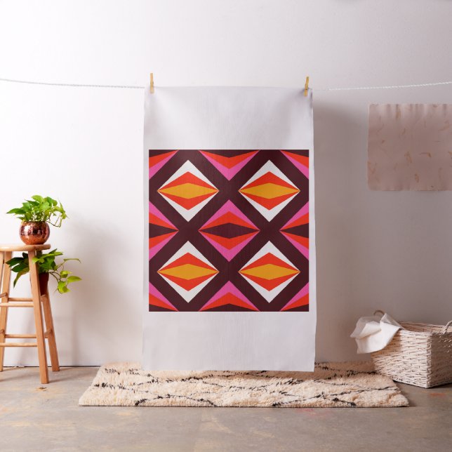 Retro Funky Tropical Diamond Boomerang  Fabric (In Situ)
