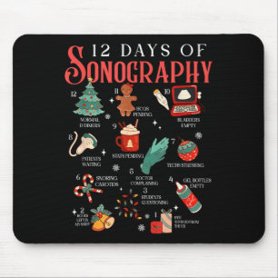Retro Funny 12 Days Of Sonography Ultrasound Tech Mouse Pad
