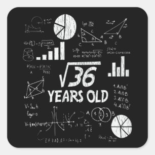 Retro Funny 6th Birthday Math Nerd Gift for Kids Square Sticker