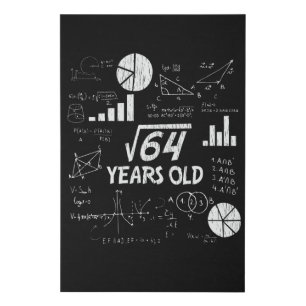 Retro Funny 8th Birthday Math Nerd Gift for Kids Faux Canvas Print