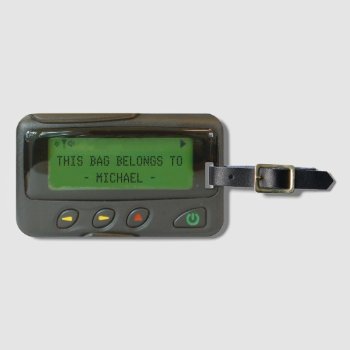 Retro Funny 90s Old School Pager Custom Text Luggage Tag by UrHomeNeeds at Zazzle