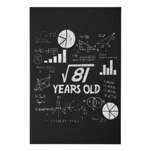 Retro Funny 9th Birthday Math Nerd Gift for Kids Faux Canvas Print