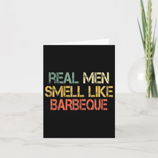 Retro Funny Bbq Grilling Real Men Smell Like Byrbe Card (Front)