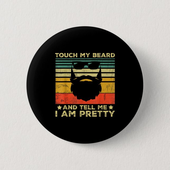 Retro Funny Beard Quote Gift For Bearded Men And L Button (Front)