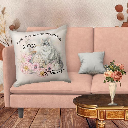 Retro Funny Cat Mom Cute  Throw Pillow