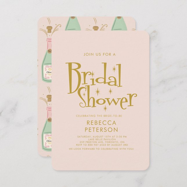 Retro Funny Champagne Bridal Shower Invitation (Creator Uploaded)