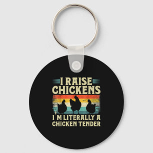 Retro Funny Chicken Lover Gift – I Raise Chickens  Keychain