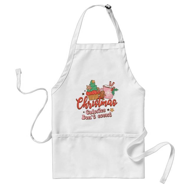 Retro Funny Christmas Calories Don’t Count  Adult Apron (Front)