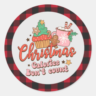 Retro Funny Christmas Calories Don’t Count Classic Round Sticker