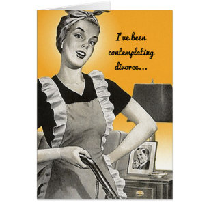 Retro funny contemplating divorce new free time ? cards