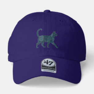 Retro Funny Denim Patch Animal Cat T-Shirt 47 Brand Hat