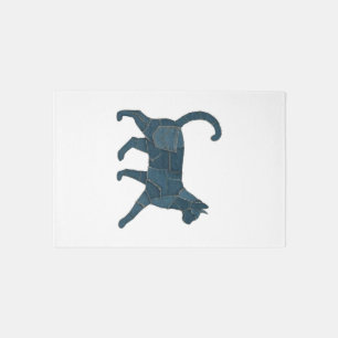 Retro Funny Denim Patch Animal Cat T-Shirt Rug