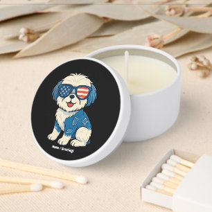Retro Funny Denim Patch Cute Pet Dog Design Mini Candle Favors